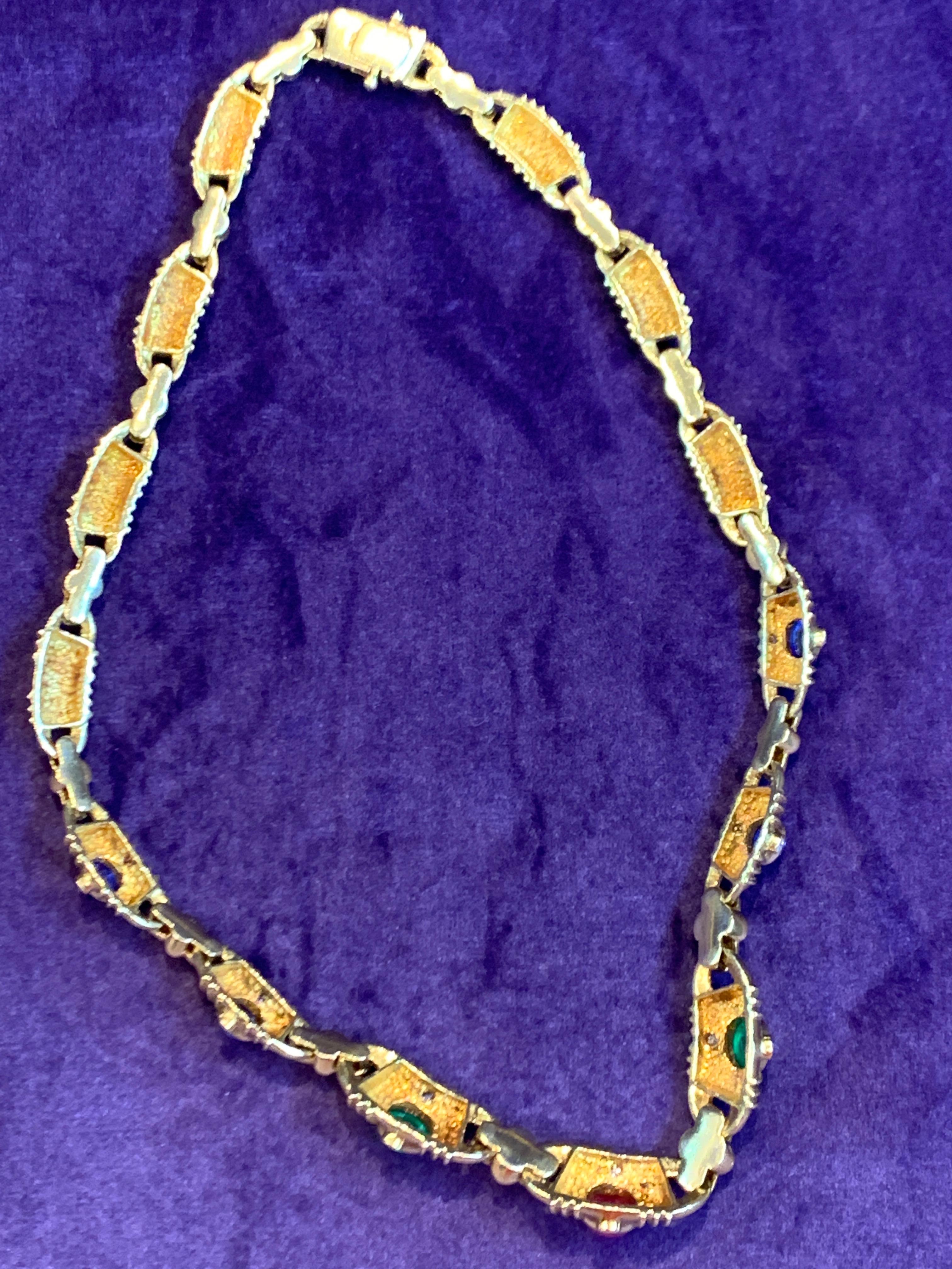 Multi Gem Gold and Diamond Necklace 1