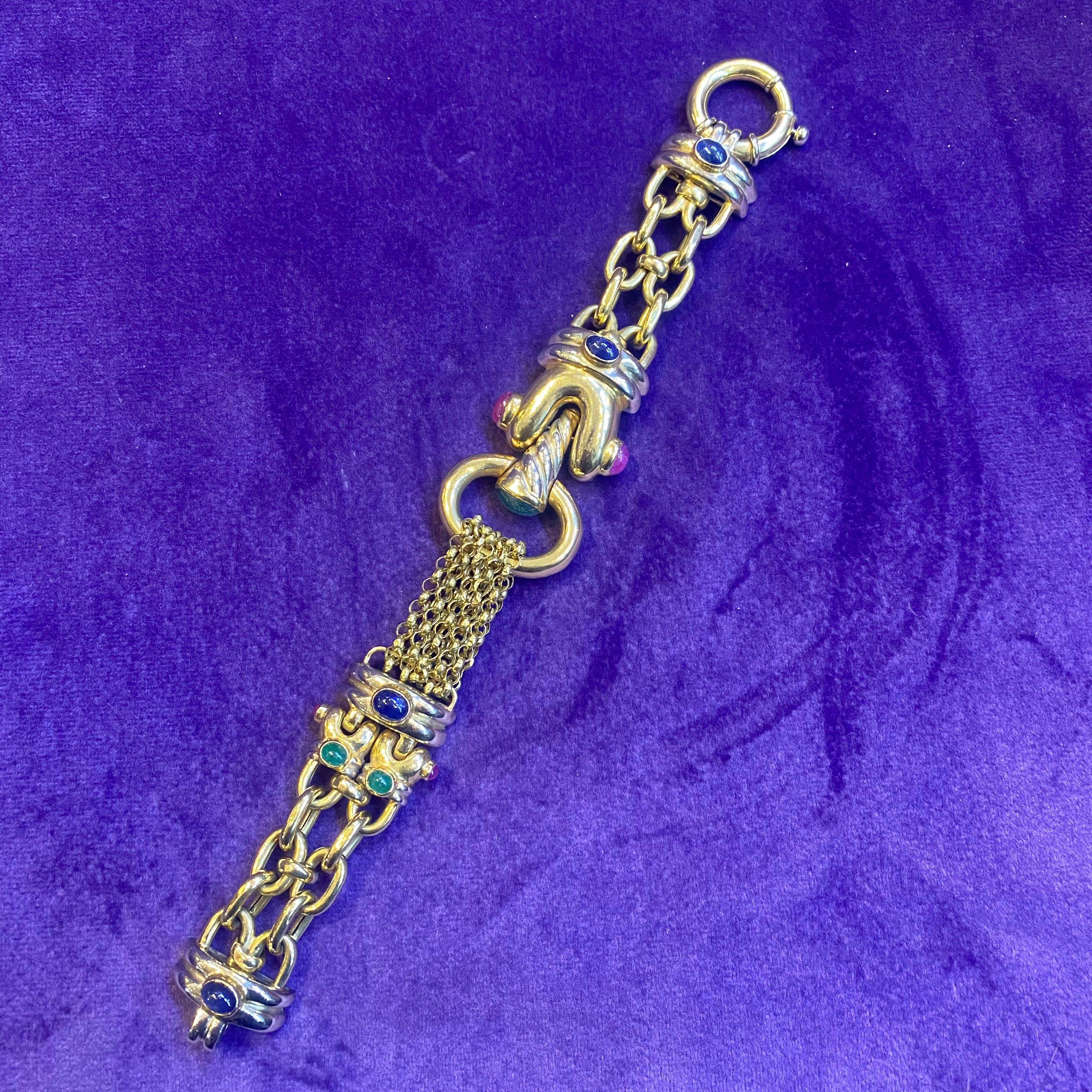 Bracelet à maillons en or et pierres multiples Pour femmes en vente