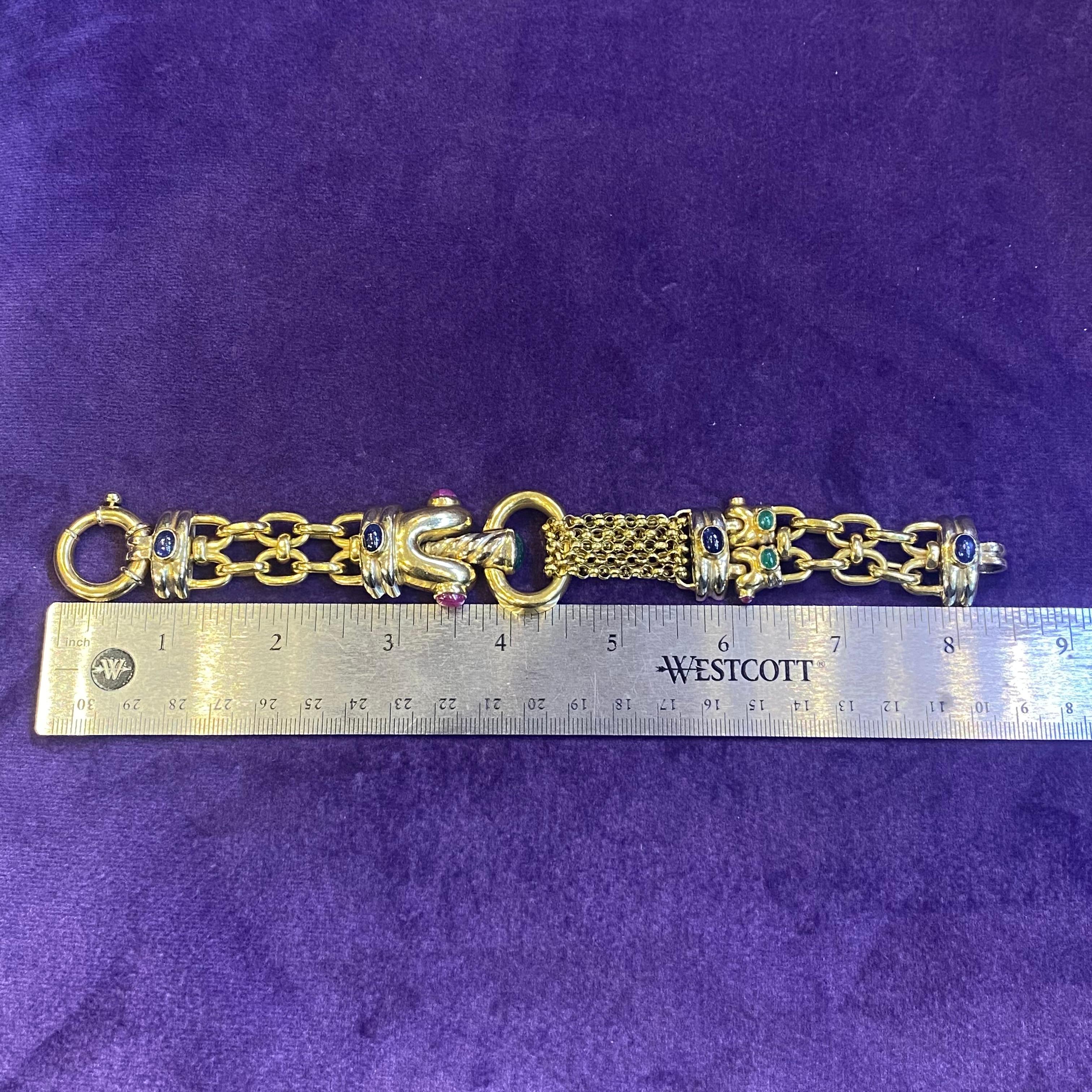 Multi Gem Gold Link Armband 3