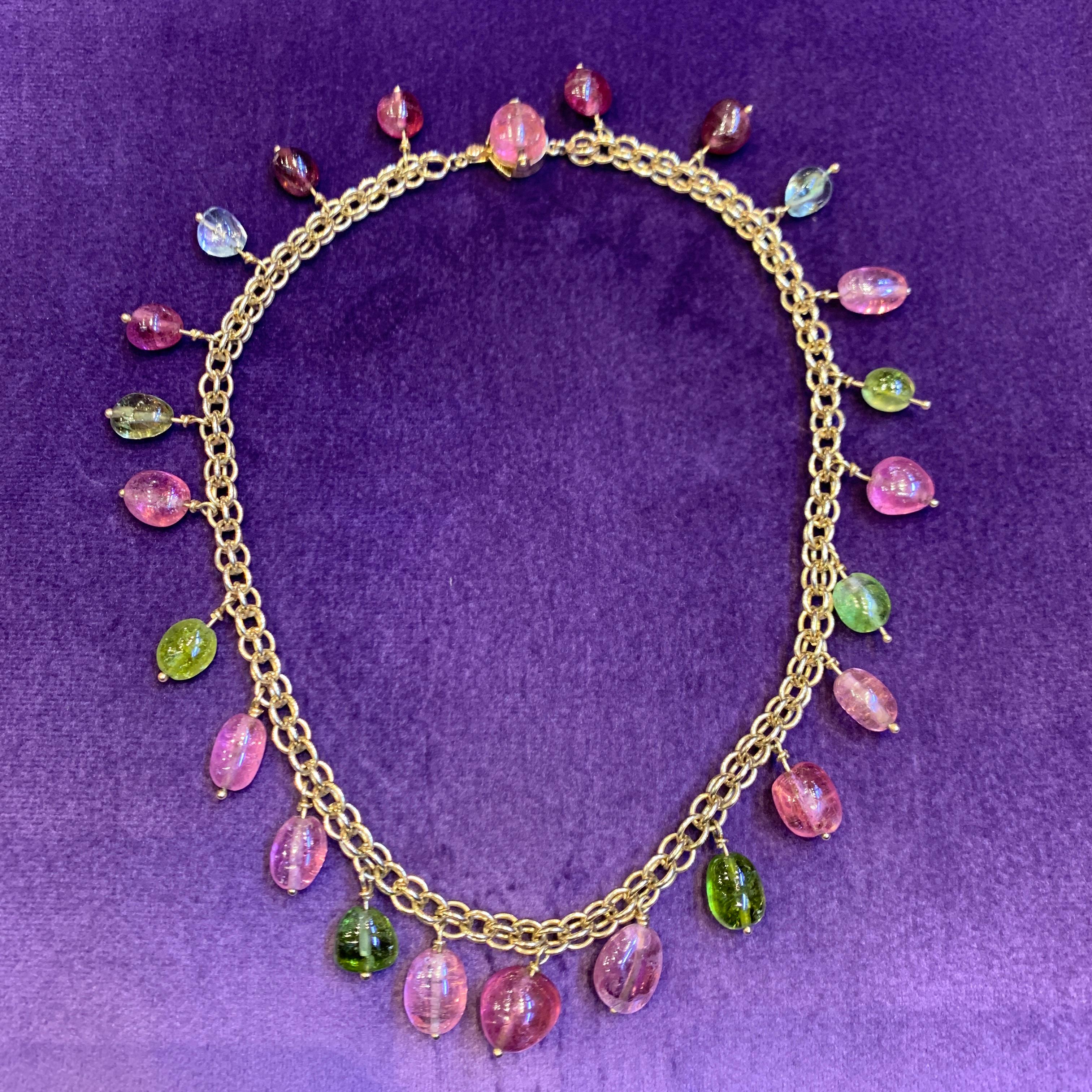 Multi Gem Gold Necklace in vendita 2