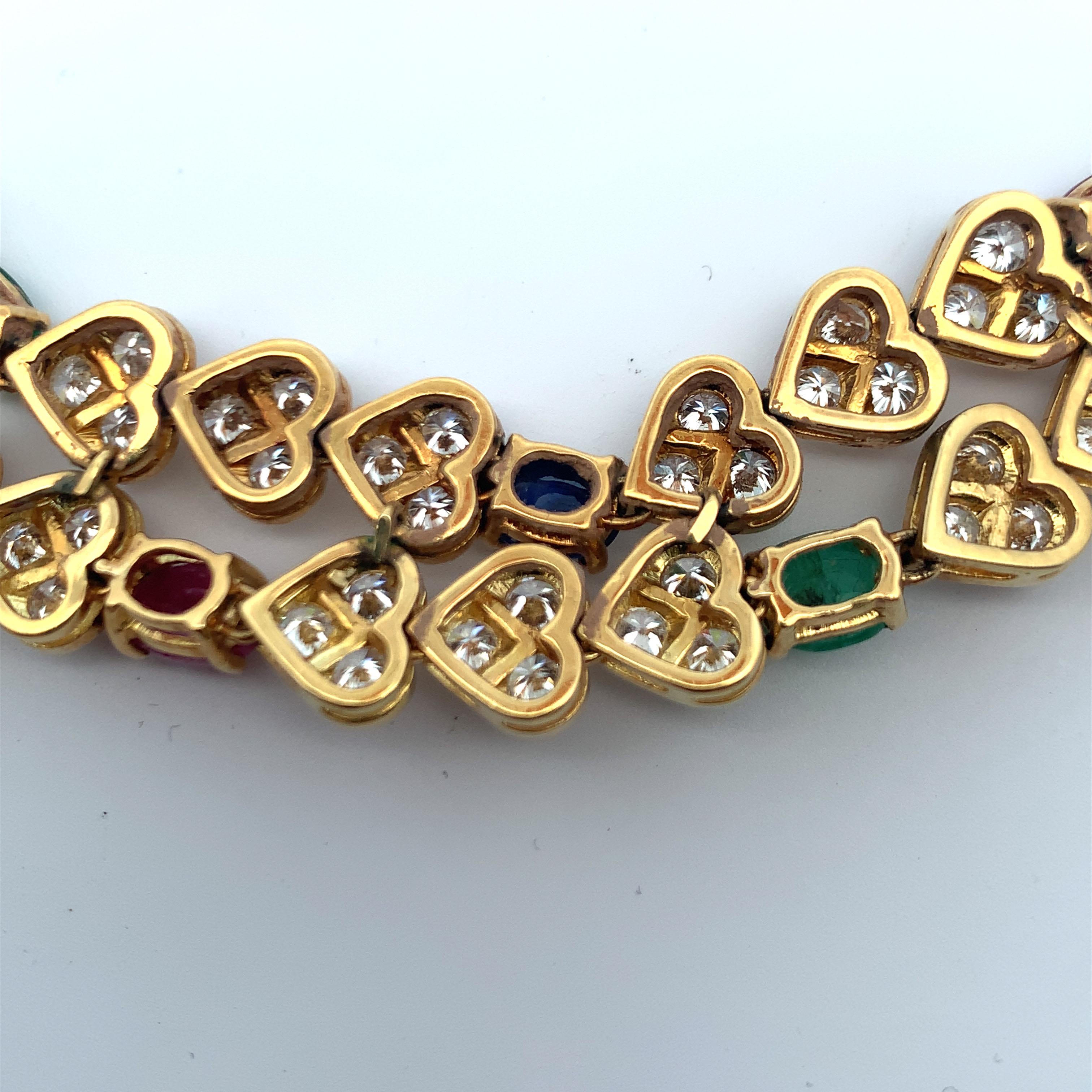 Women's Multi Gem Heart Motif Necklace For Sale