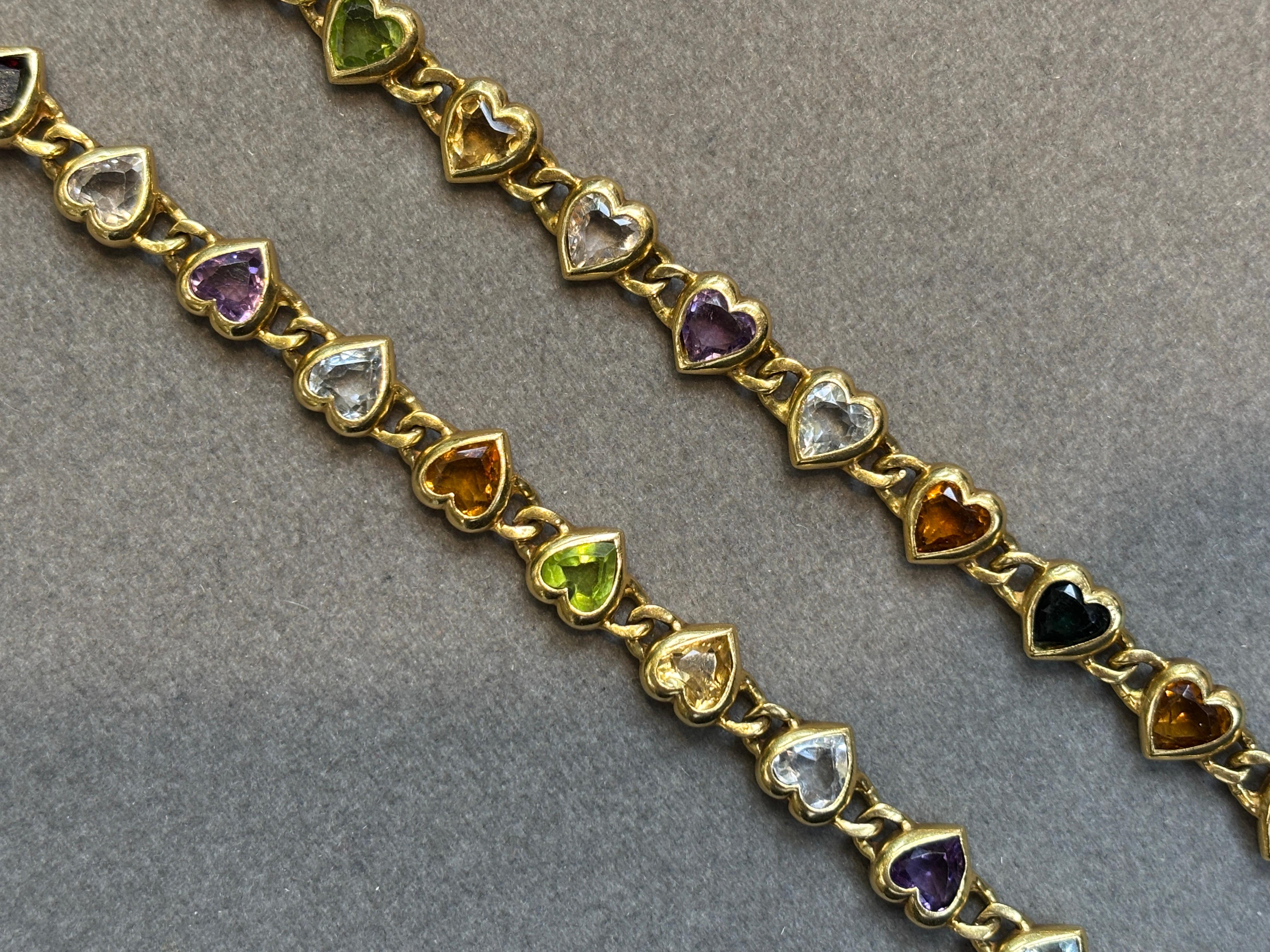 Multi Gem Heart Motif Necklace For Sale 1