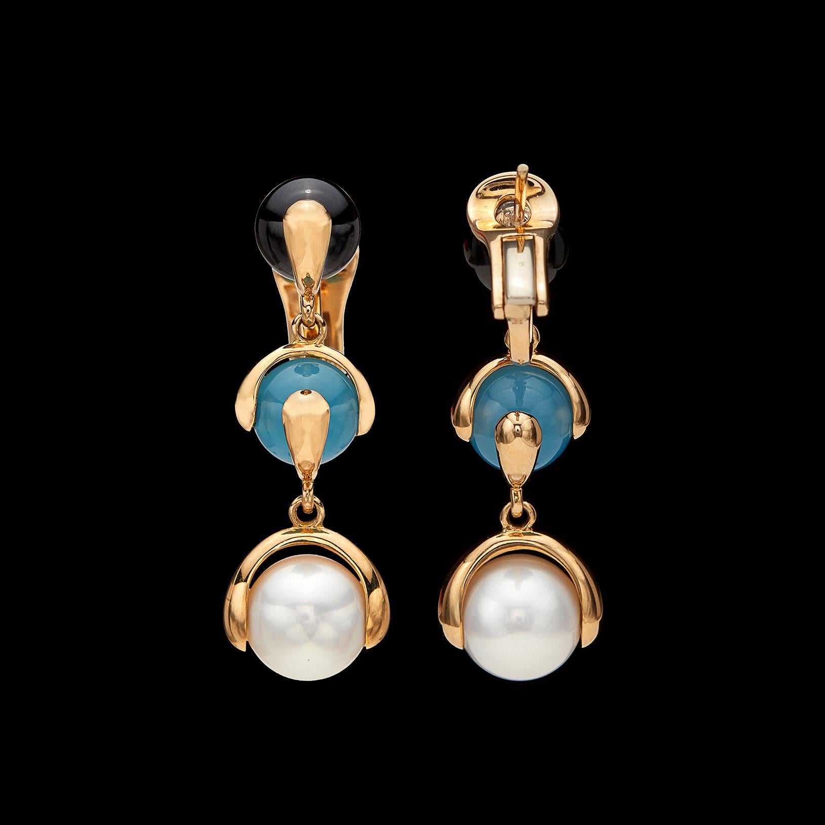 Women's or Men's Multi Gem-Set and 18 Karat Gold Earrings by Marina B.