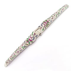 Montre-bracelet cocktail multi-gemmes serties de diamants