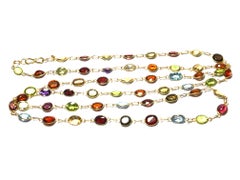 Multi Gem Set Gold Necklace