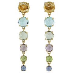 Boucles d'oreilles en or 14 carats multi-gemmes