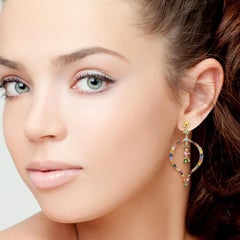 Multi Gemstone 18 Karat Gold Earrings