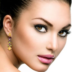 Multi Gemstone 18 Karat Gold Earrings