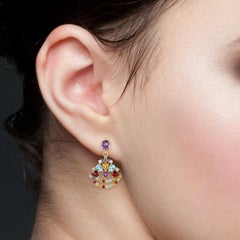 Multi Gemstone 18 Karat Gold Earrings