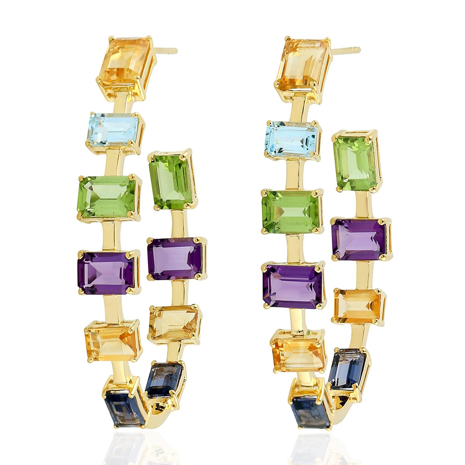 multi gem hoop earrings