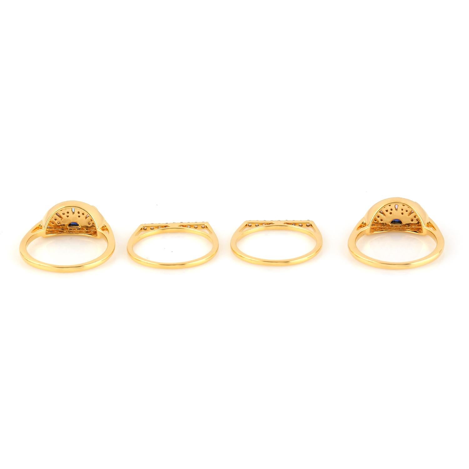 Multi Gemstone 18k Gold Connected Band Ring For Sale 2