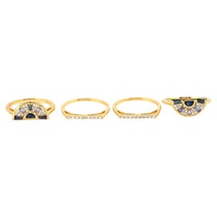Multi Edelstein 18k Gold Verbundene Band Ring