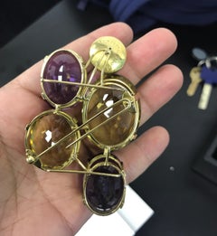 Multi-Gemstone and Mabe' Pearl Brooch