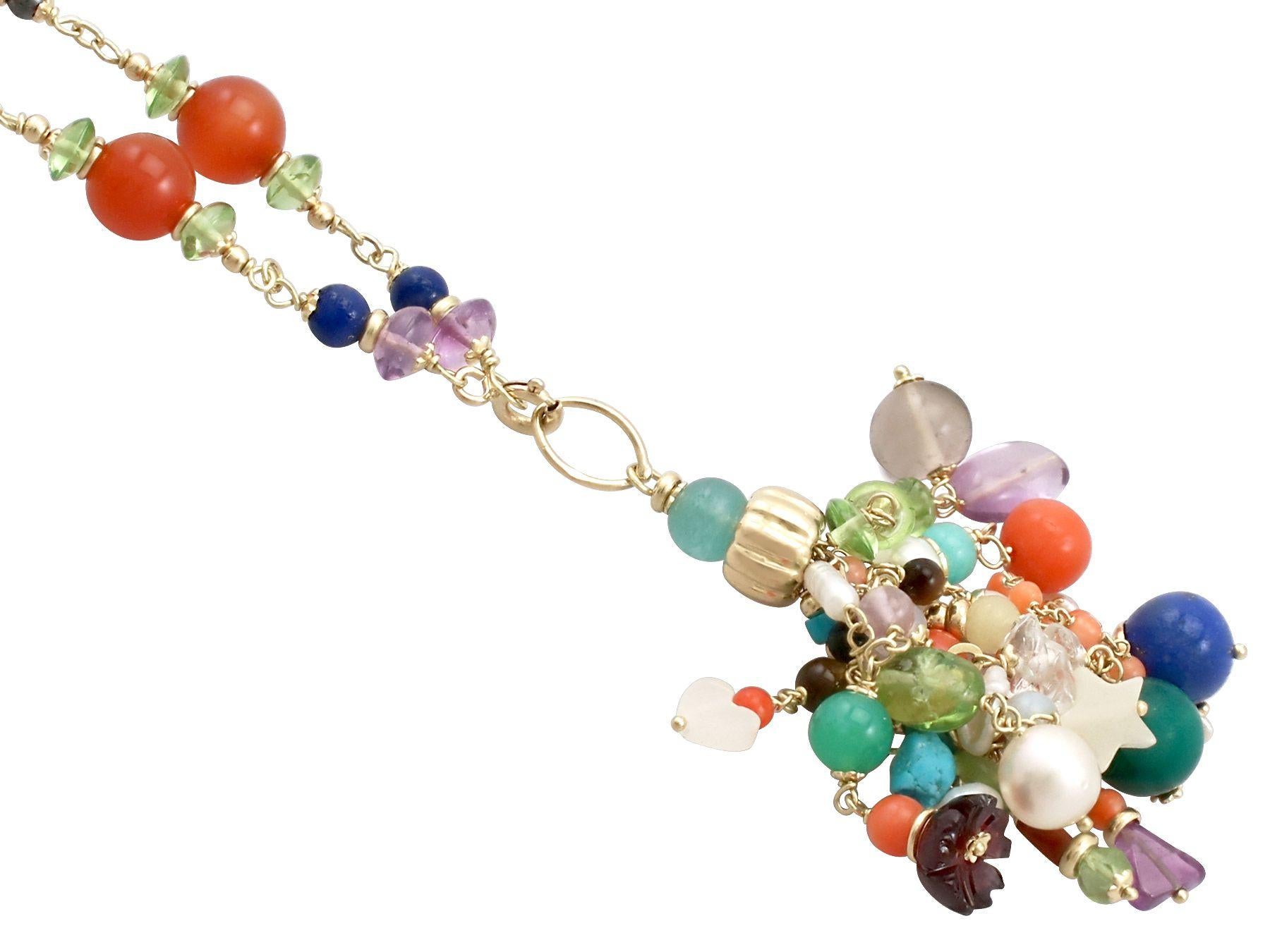 Multi Gemstone and Yellow Gold Necklace Antique, circa 1930 In Good Condition In Jesmond, Newcastle Upon Tyne