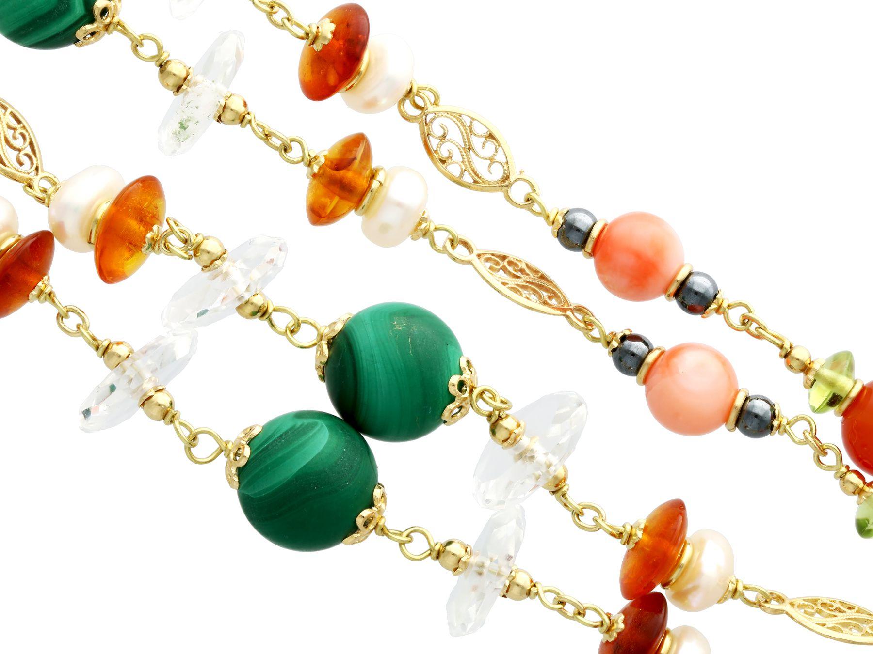 Multi Gemstone and Yellow Gold Necklace Antique, circa 1930 1