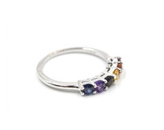 Multi-Gemstone Band 14 Karat White Gold