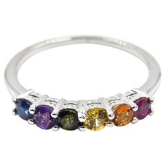 Multi-Gemstone Band 14 Karat White Gold