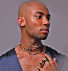 Priyashi Nahata Multi Gemstone Beads Twilight Necklace in 18 Karat White Gold