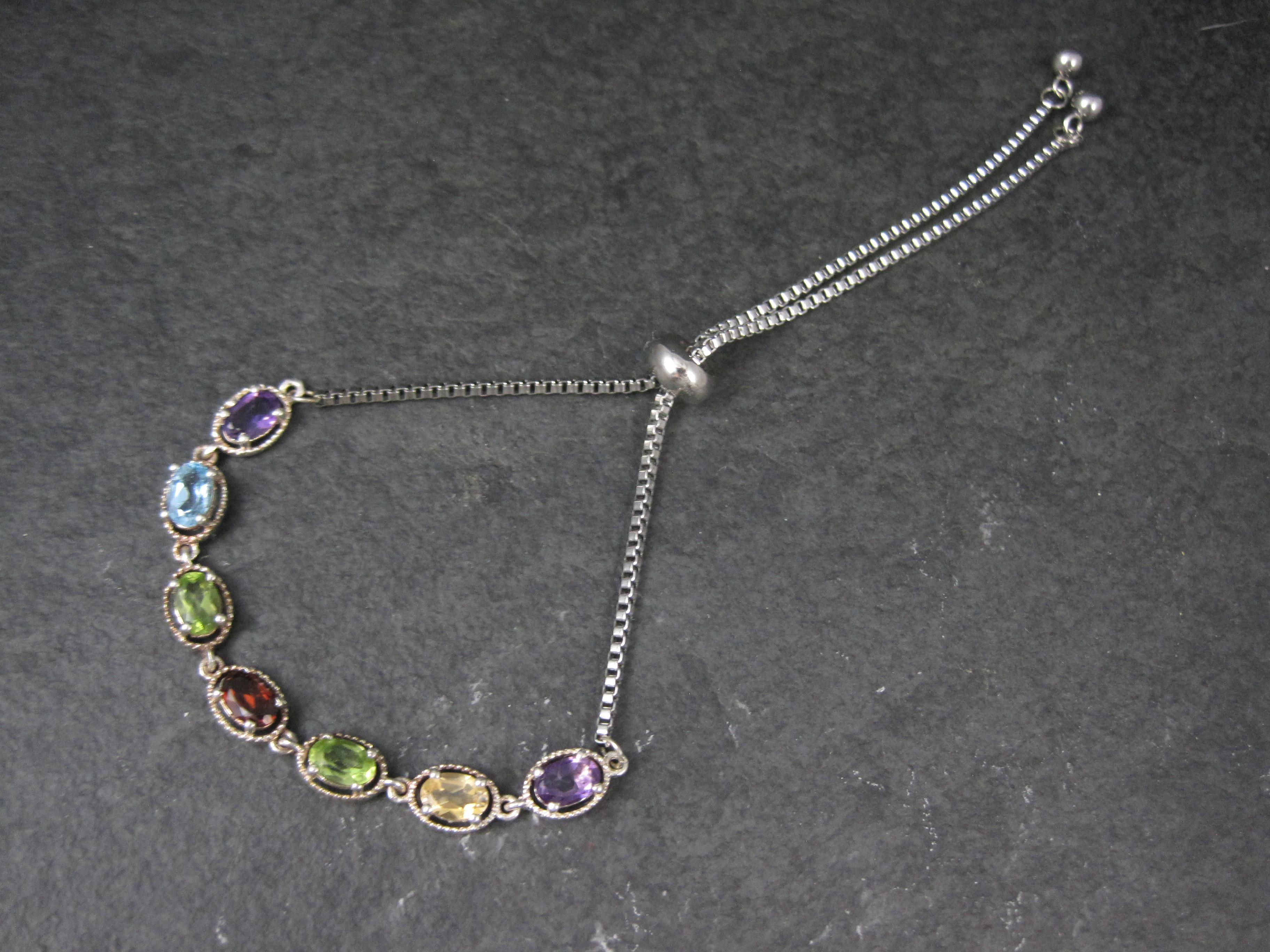 Taglio ovale Bracciale Bolo con più pietre preziose in argento Sterling in vendita