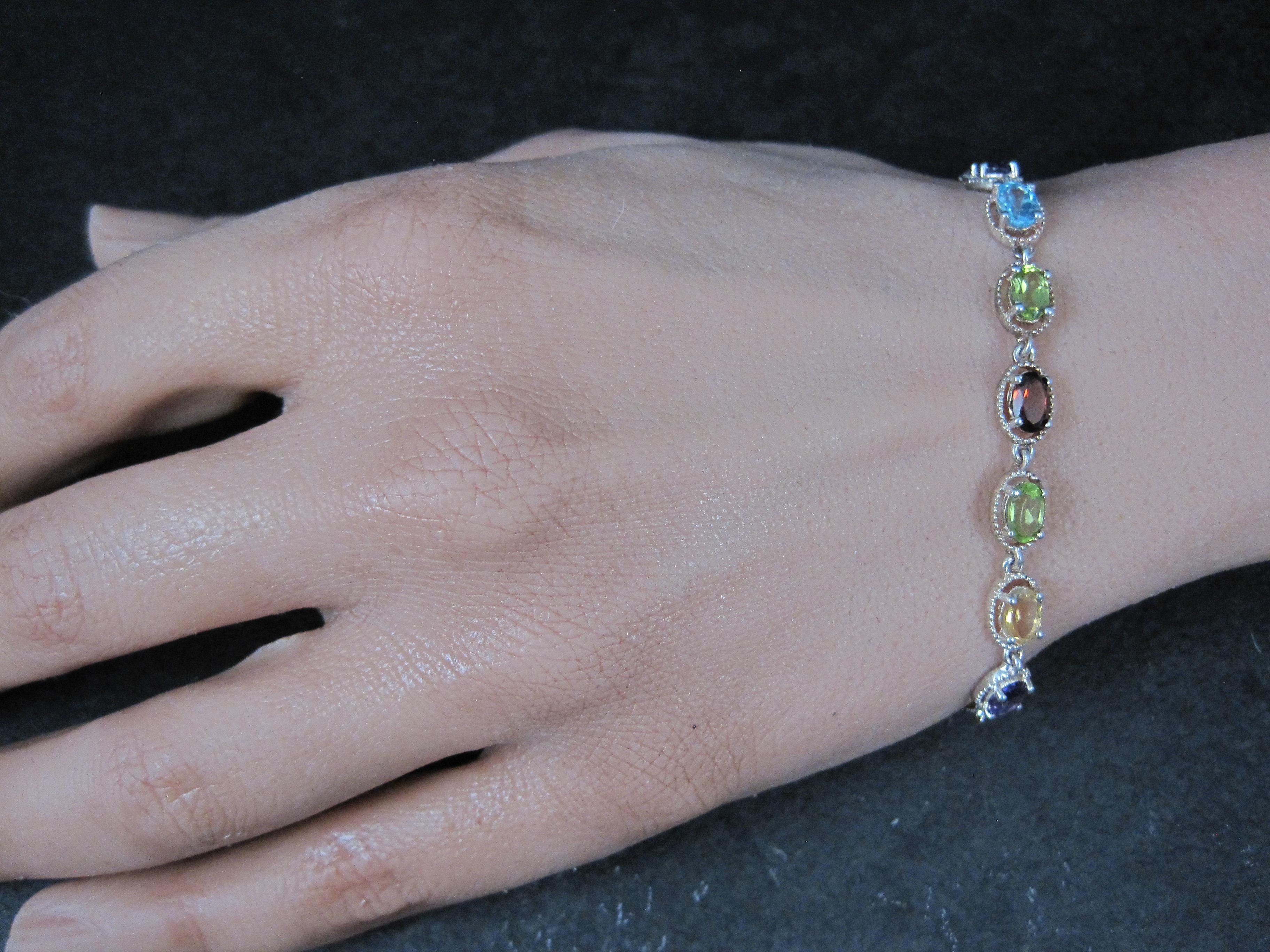 Bracciale Bolo con più pietre preziose in argento Sterling in vendita 1