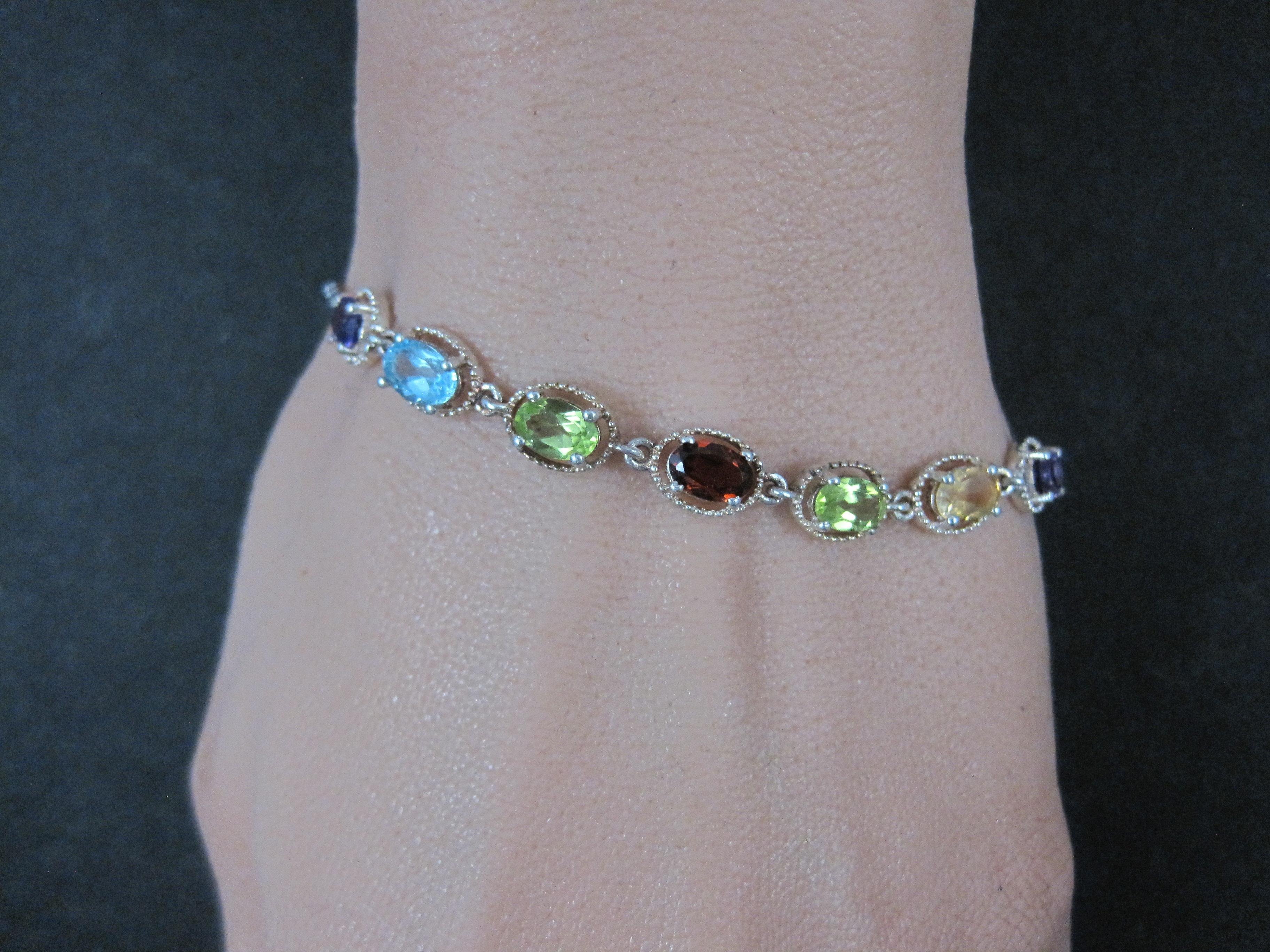 Bracciale Bolo con più pietre preziose in argento Sterling in vendita 3