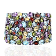 Multi Gemstone Bracelet With Diamonds Made In 18k Gold