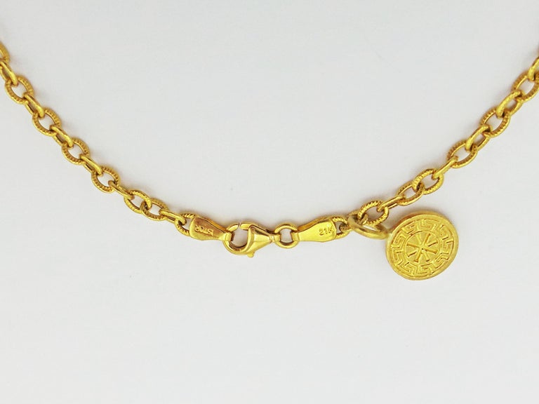 MultiGemstone Charm 22k Gold Chain Necklace For Sale at 1stDibs