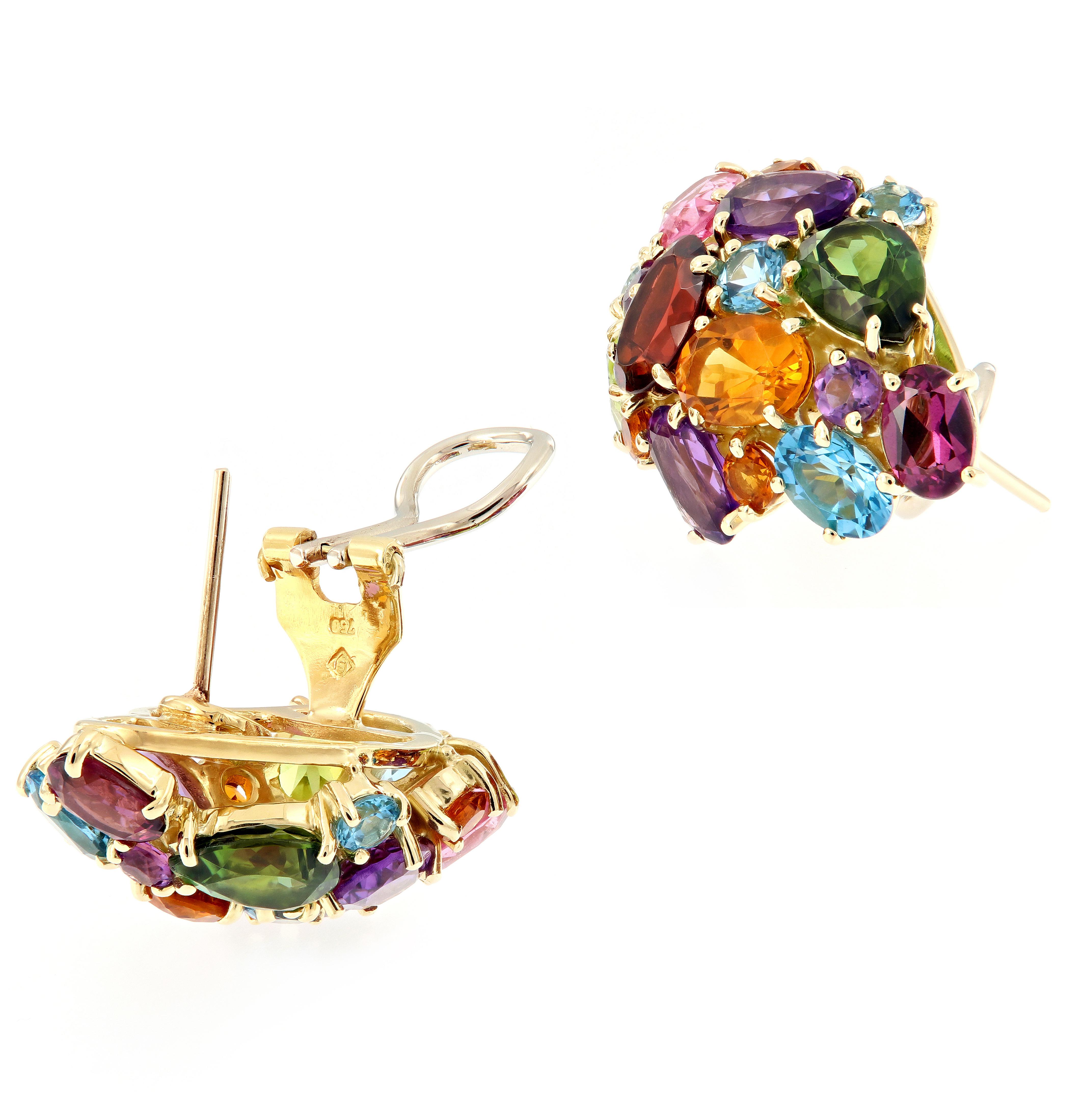 yellow gold multi-stone earrings