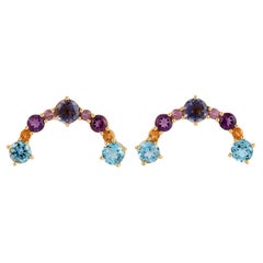 Boucles d'oreilles multi pierres en or jaune 18k