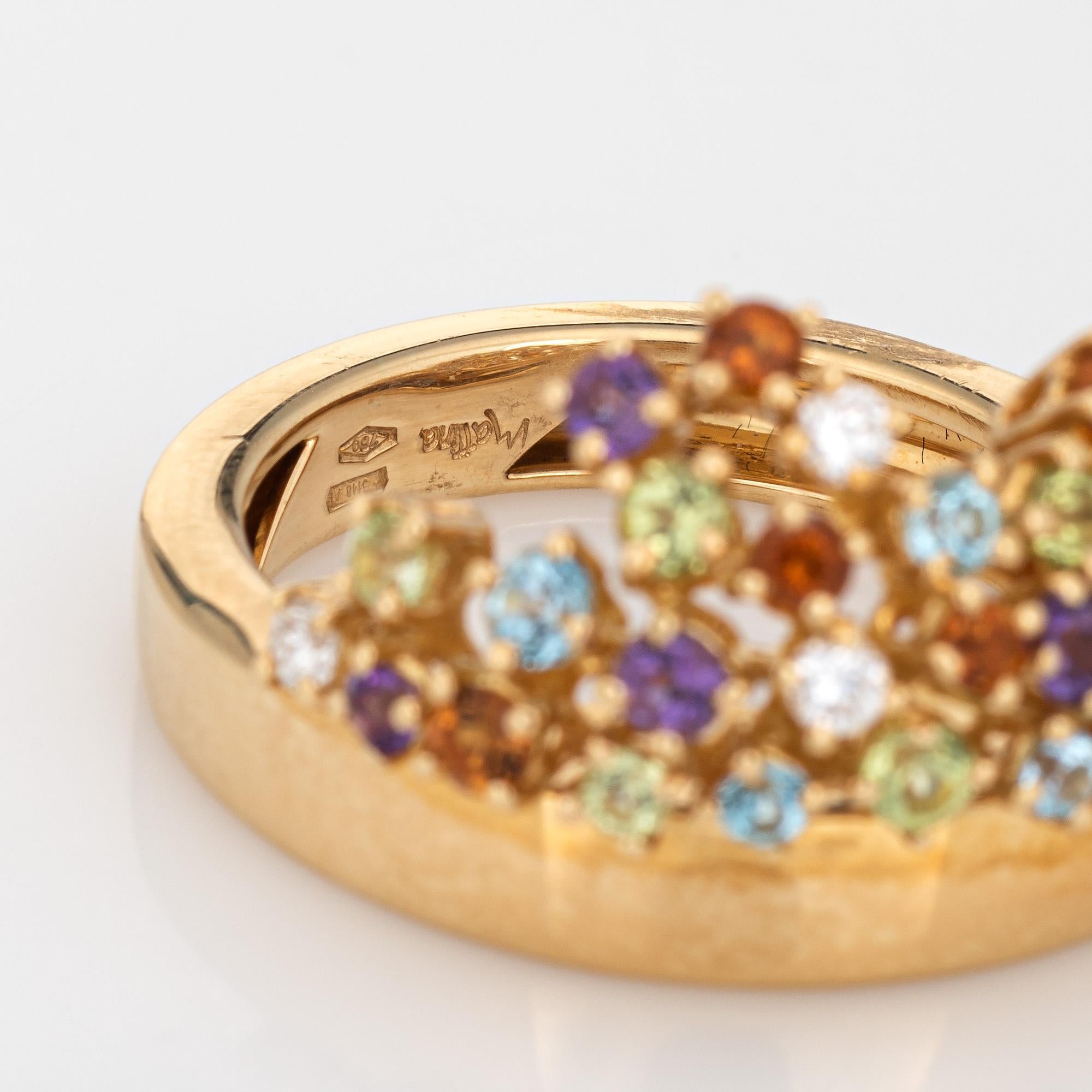 Multi Gemstone Confetti Ring Estate 18k Yellow Gold Band Fine Jewelry For Sale 1