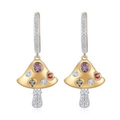 Multi Gemstone Diamond 14K (or 18k upon request) Yellow Gold Drop Earrings