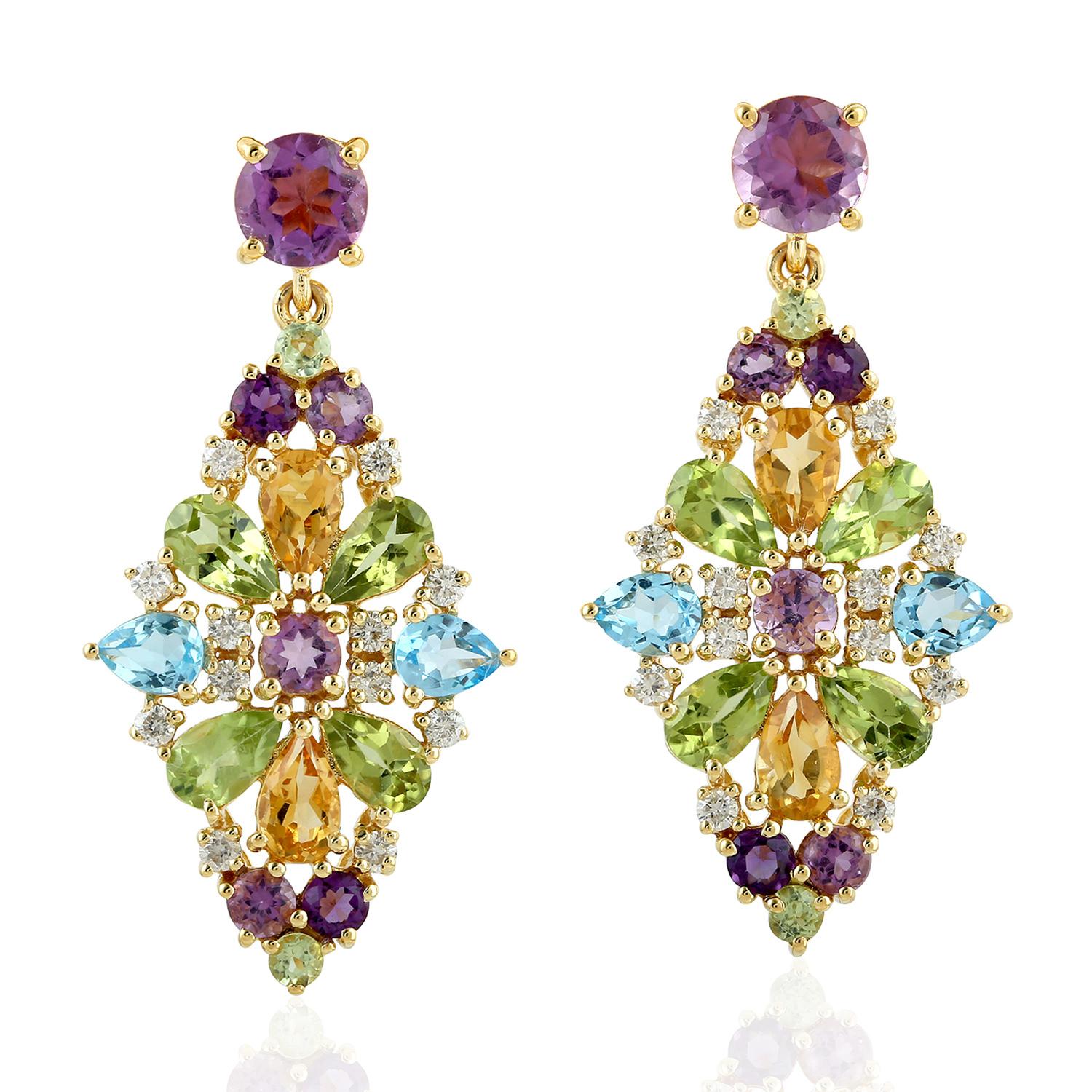 multi color gemstone earrings
