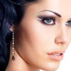 Pendientes Lineales Multi Piedra Diamante Oro 18 Kilates