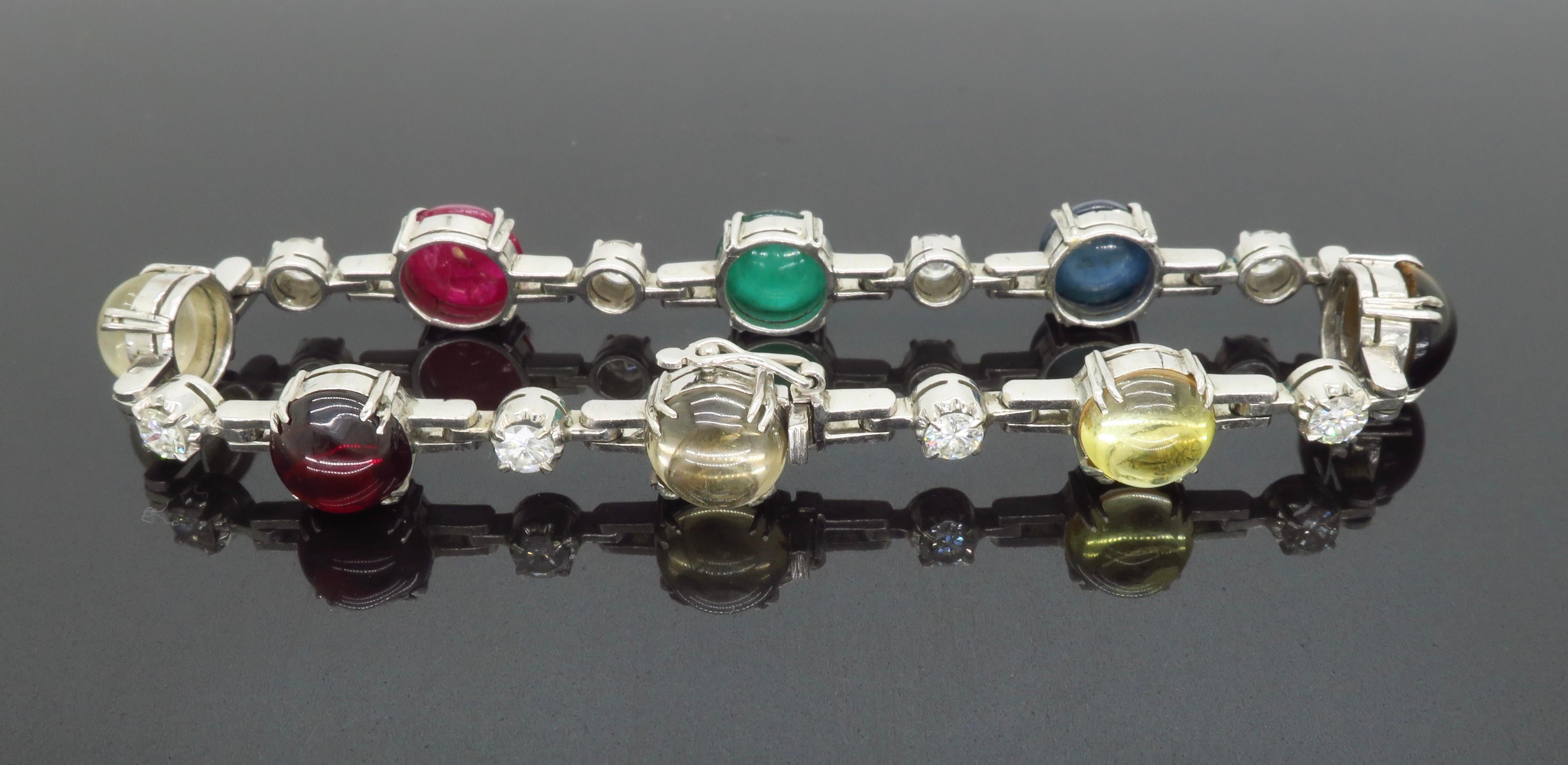 Multi-Gemstone & Diamond Station Bracelet For Sale 1