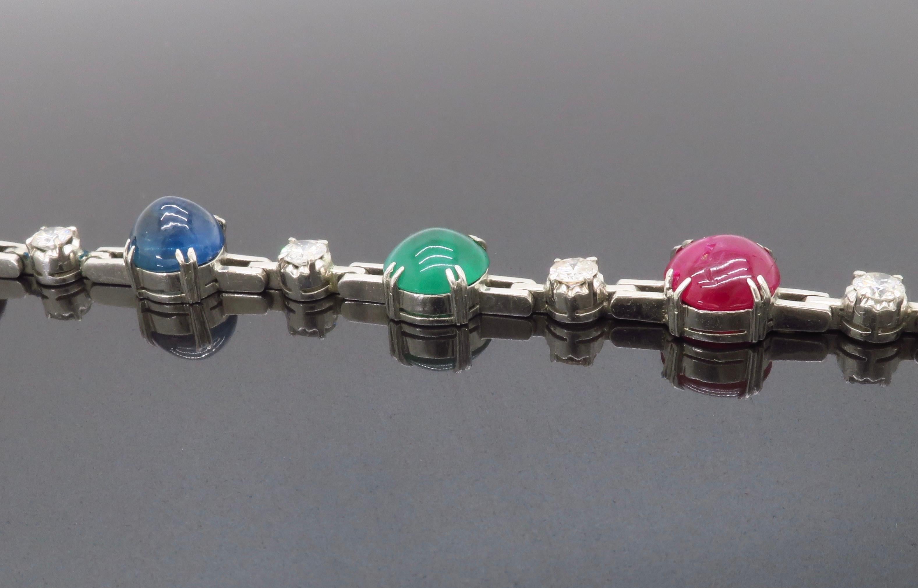 Multi-Gemstone & Diamond Station Bracelet For Sale 2