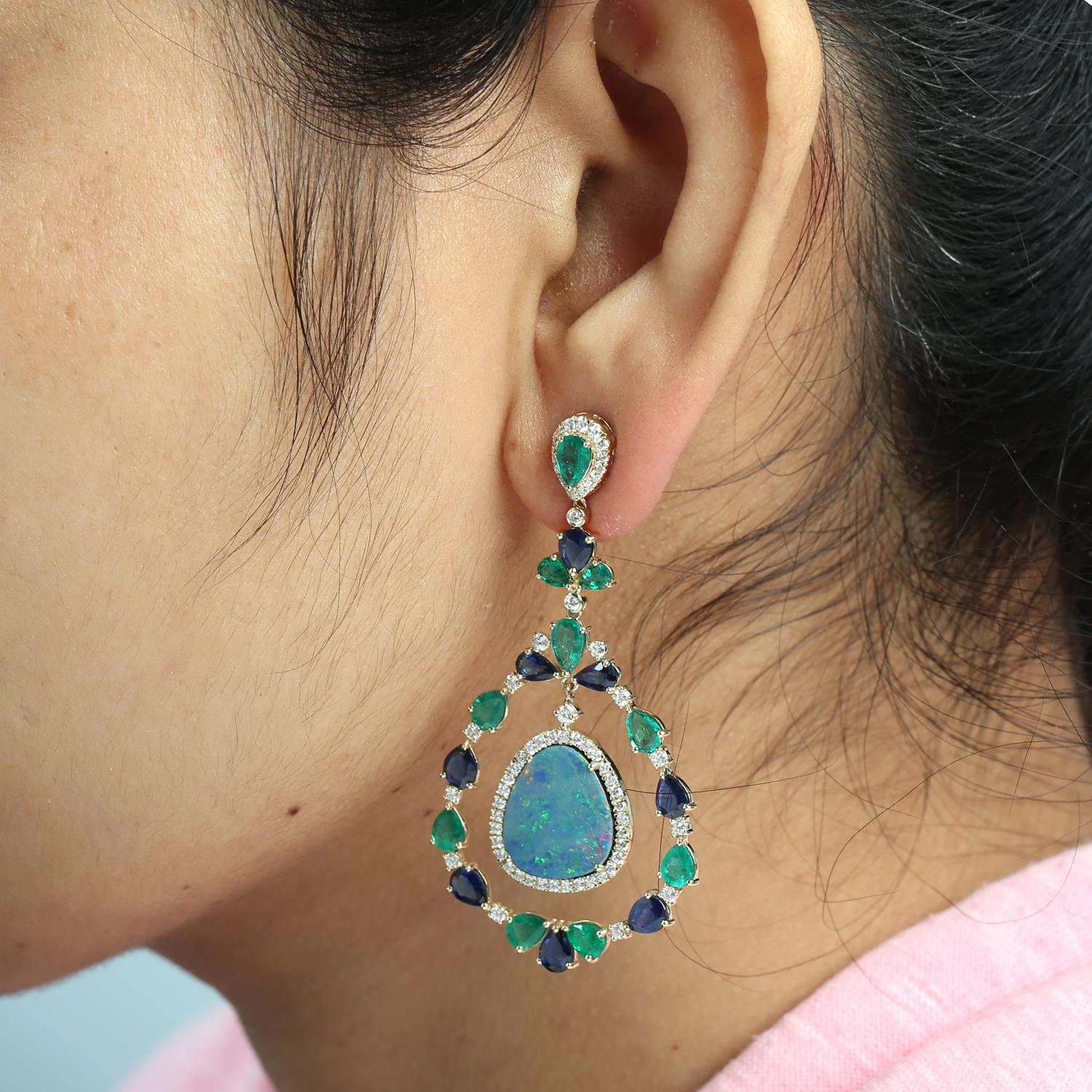 14KT:10.905g,D:1.50ct, Emer:5.03ct,Opal:7.76ct,Sapp:5.67ct, 61X32