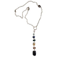Multi Gemstone Goddess Chakra Necklace Gold Moonstone Lapis Citrine Pearl