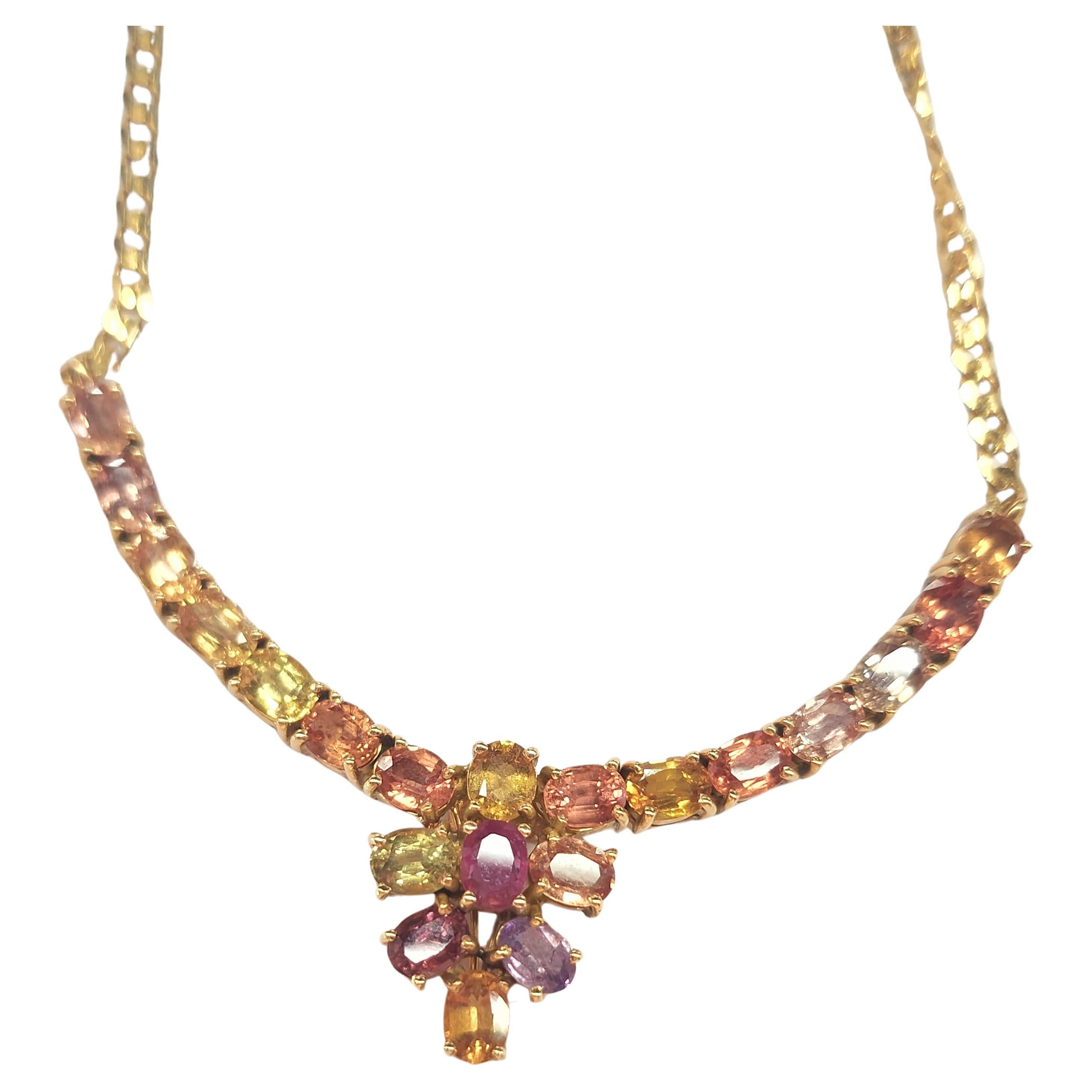 Collana in oro con rubini e pietre citrine in vendita 1