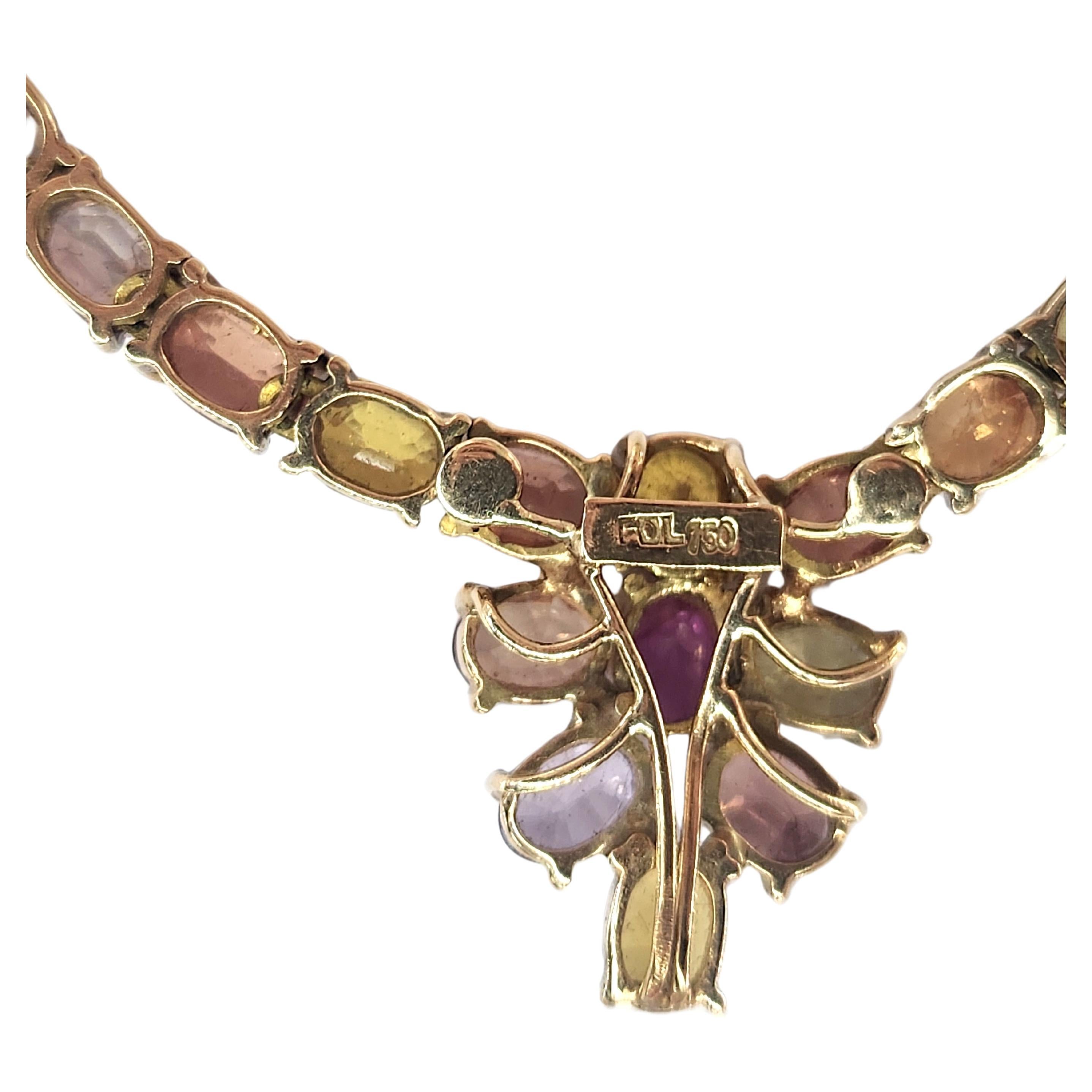 Collana in oro con rubini e pietre citrine in vendita 2