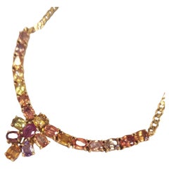 Vintage Multi Gemstone Gold Necklace