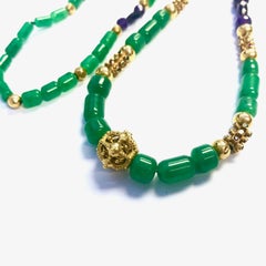 Multi Gemstone High Karat Gold Long Bead Necklace