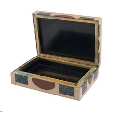 Multi-Gemstone Intarsia Box Made in Florence, Italy