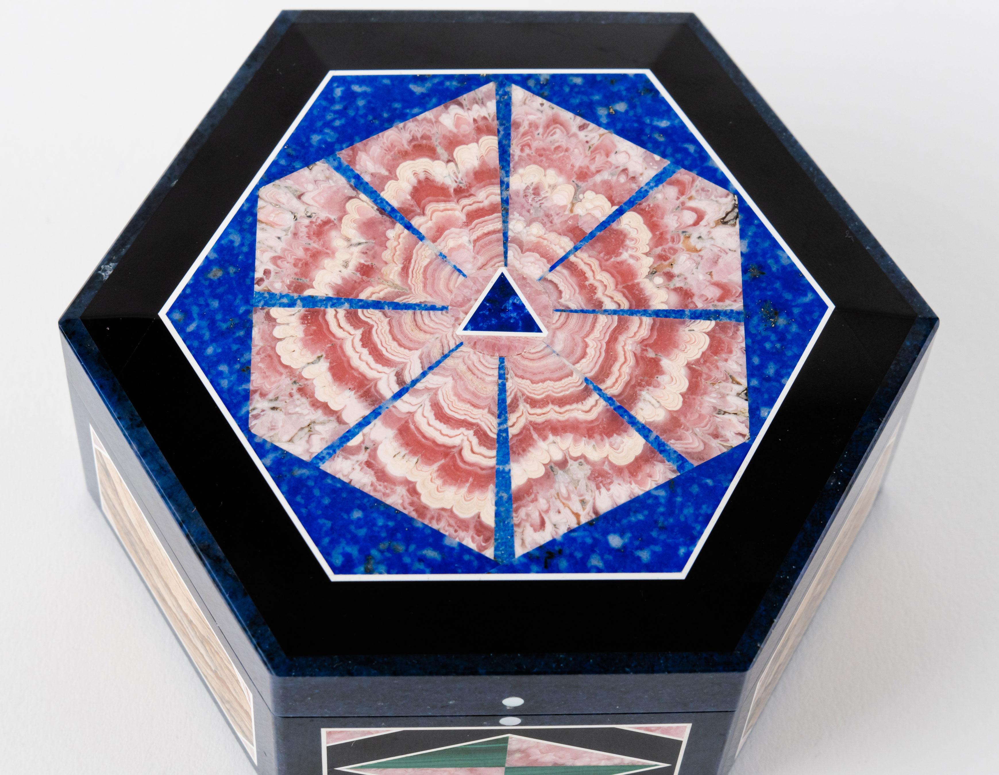 20th Century Multi-Gemstone Intarsia Jewelry Box, Russia, circa 1950