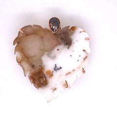 Multi Gemstone Necklace with an 18k Rose Gold  Druzy Heart Clasp