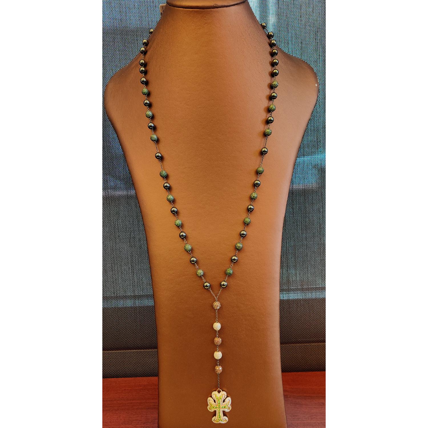 multi gemstone cross necklace