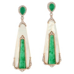 Mehr Edelstein-Perlen-Ohrring mit Diamanten aus 18 Karat Roségold