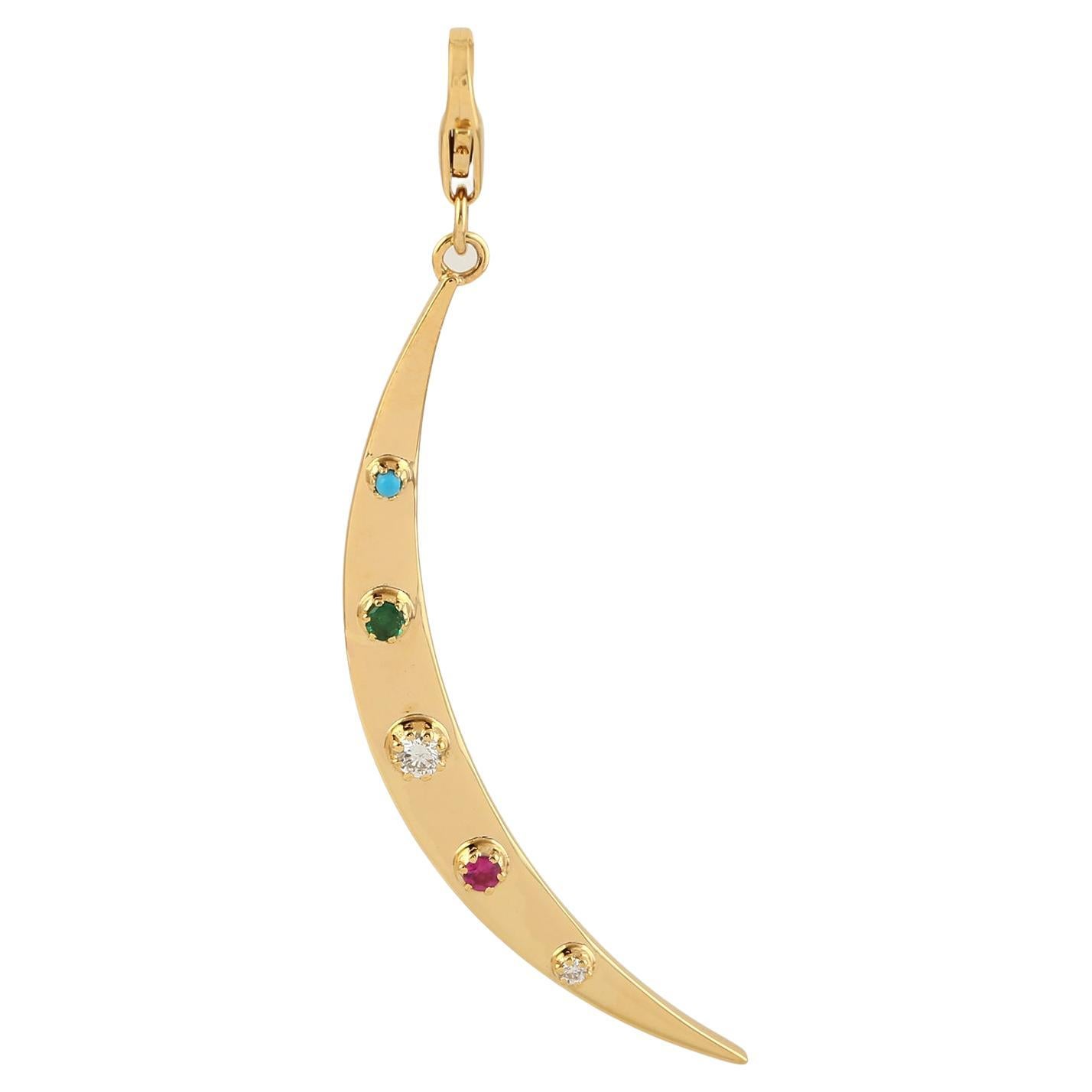 Multi Gemstone Pendant Made In 18k Yellow Gold