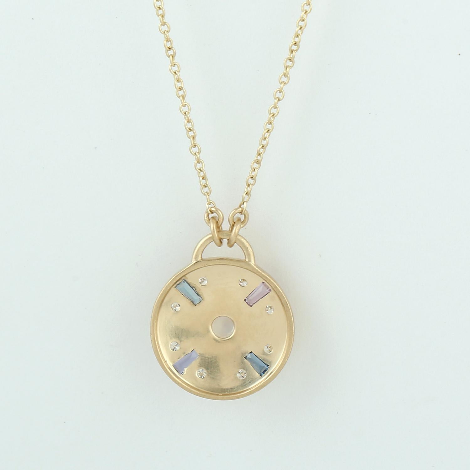 Mixed Cut Multi Gemstone Pendant Necklace With Diamonds Made In 18k Yellow Gold For Sale