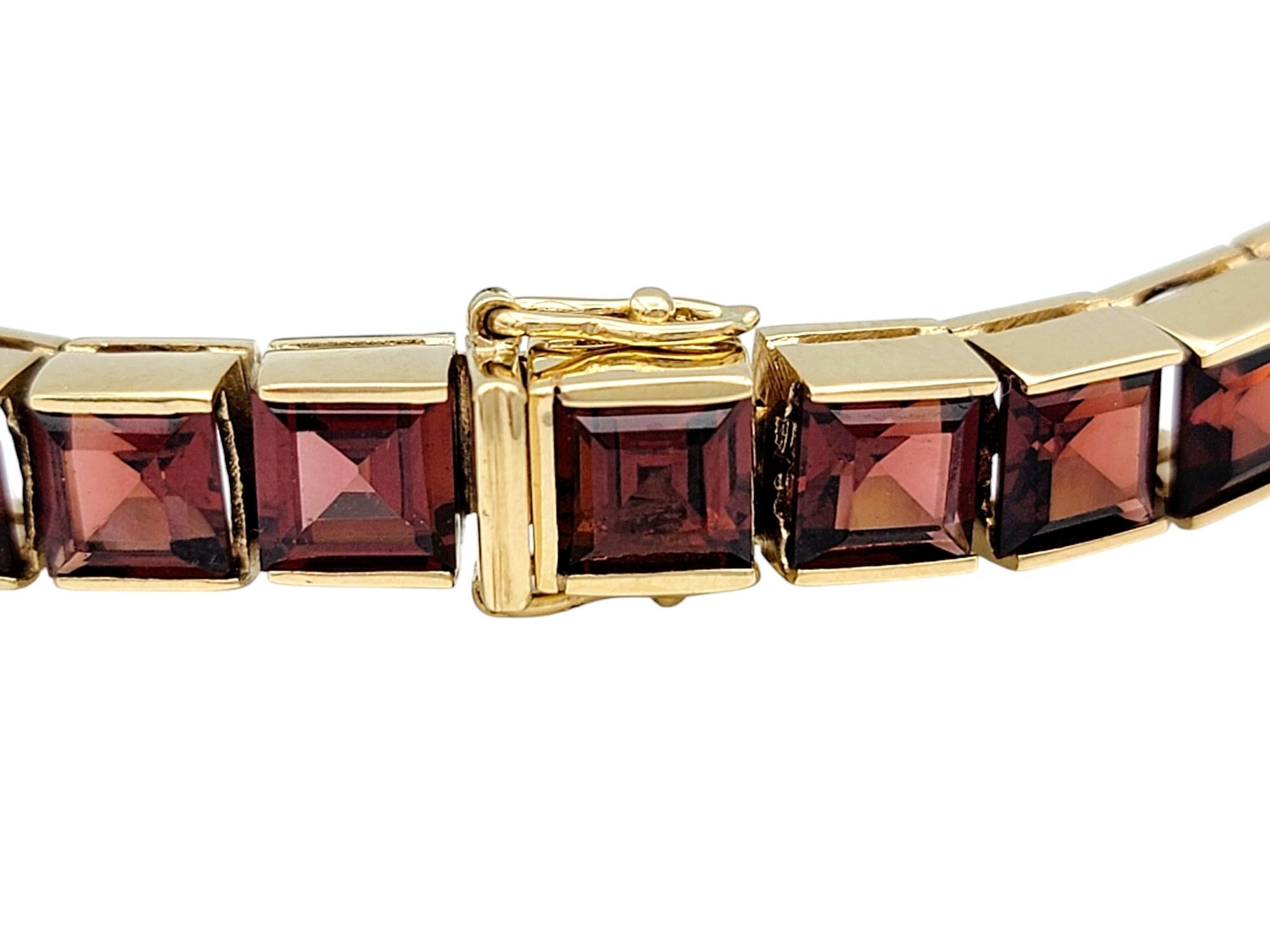 Multi-Gemstone Princess Cut Rainbow Ombre Tennis Bracelet 14 Karat Yellow Gold For Sale 3