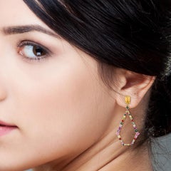 18K Gold Multi-Gemstone Earrings with 4.45ct Sapphire & 2.1ct Citrine